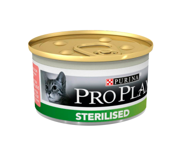 ПРО ПЛАН Консервы Purina Pro Plan для стерилизованных кошек и кастрированных котов, лосось и тунец, банка, 85 г